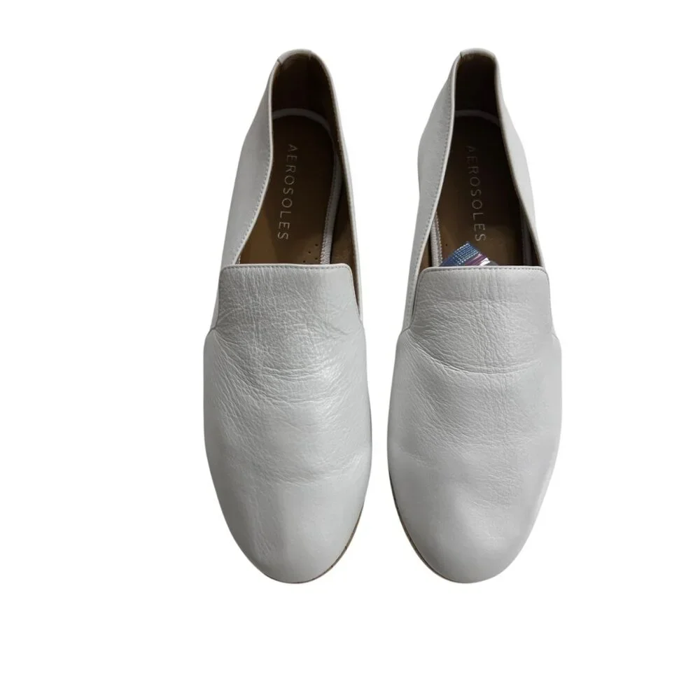 Aerosoles‎ White Hempstead Soft Leather Loafer Flats Comfort Slip-On Shoes 10